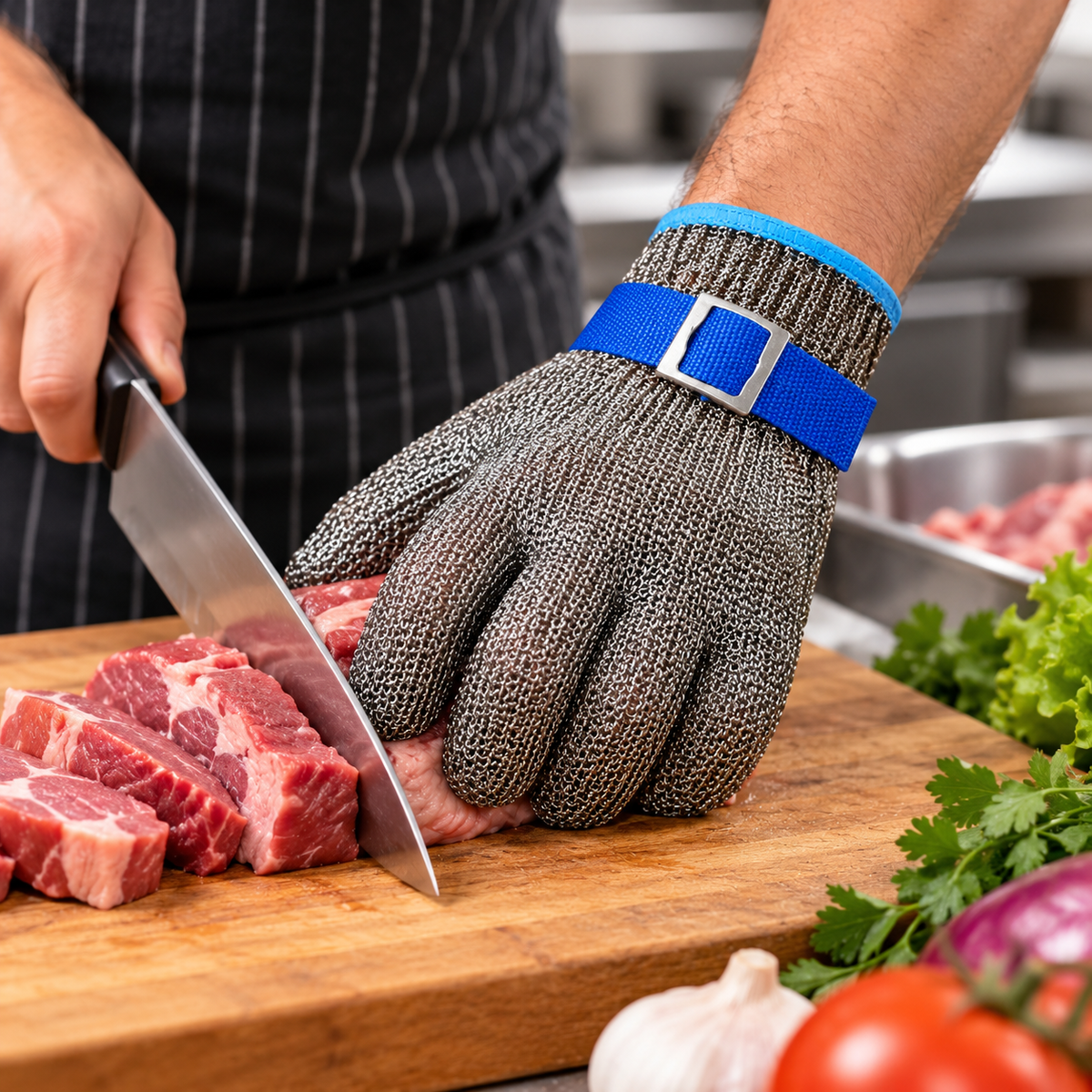 Guante de Seguridad Anticorte de Malla Metálica para Cocina