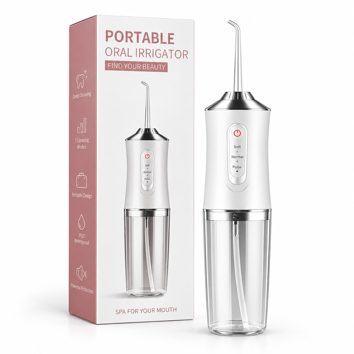 Irrigador Bucal Portátil Eléctrico con 3 Modos Soft, Normal y Pulse