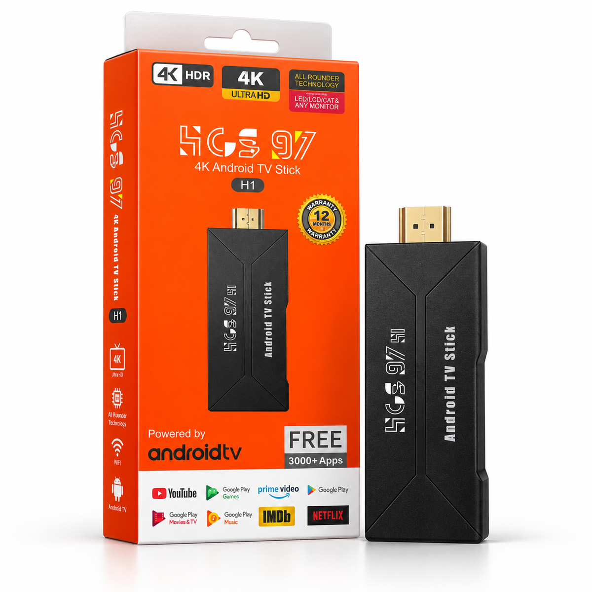 TV Stick H96 S97 H1 Android 4K Ultra HD HDMI – Convertidor Smart TV
