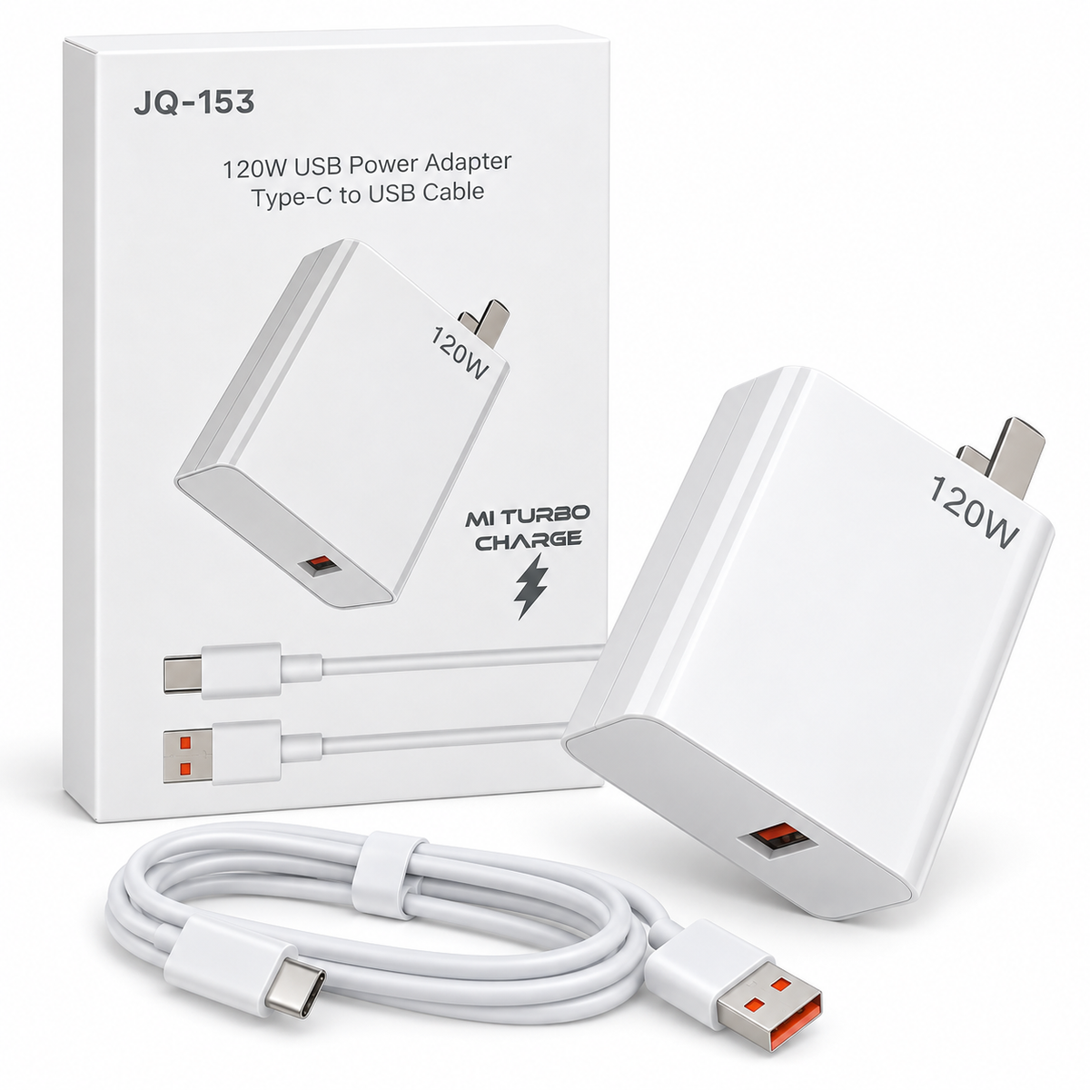 Cargador Rápido 120W MI Turbo Charge JQ-153 con Cable USB a Tipo C