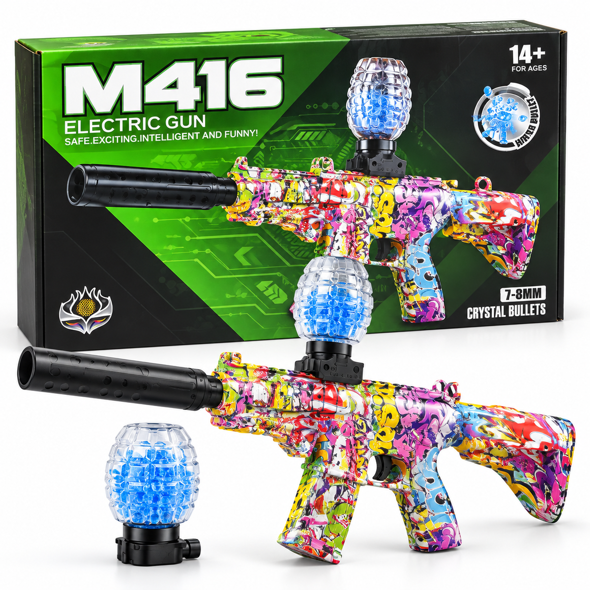 Pistola de Juguete Eléctrica M416 – Bolitas de Hidrogel 7-8 mm Multicolor