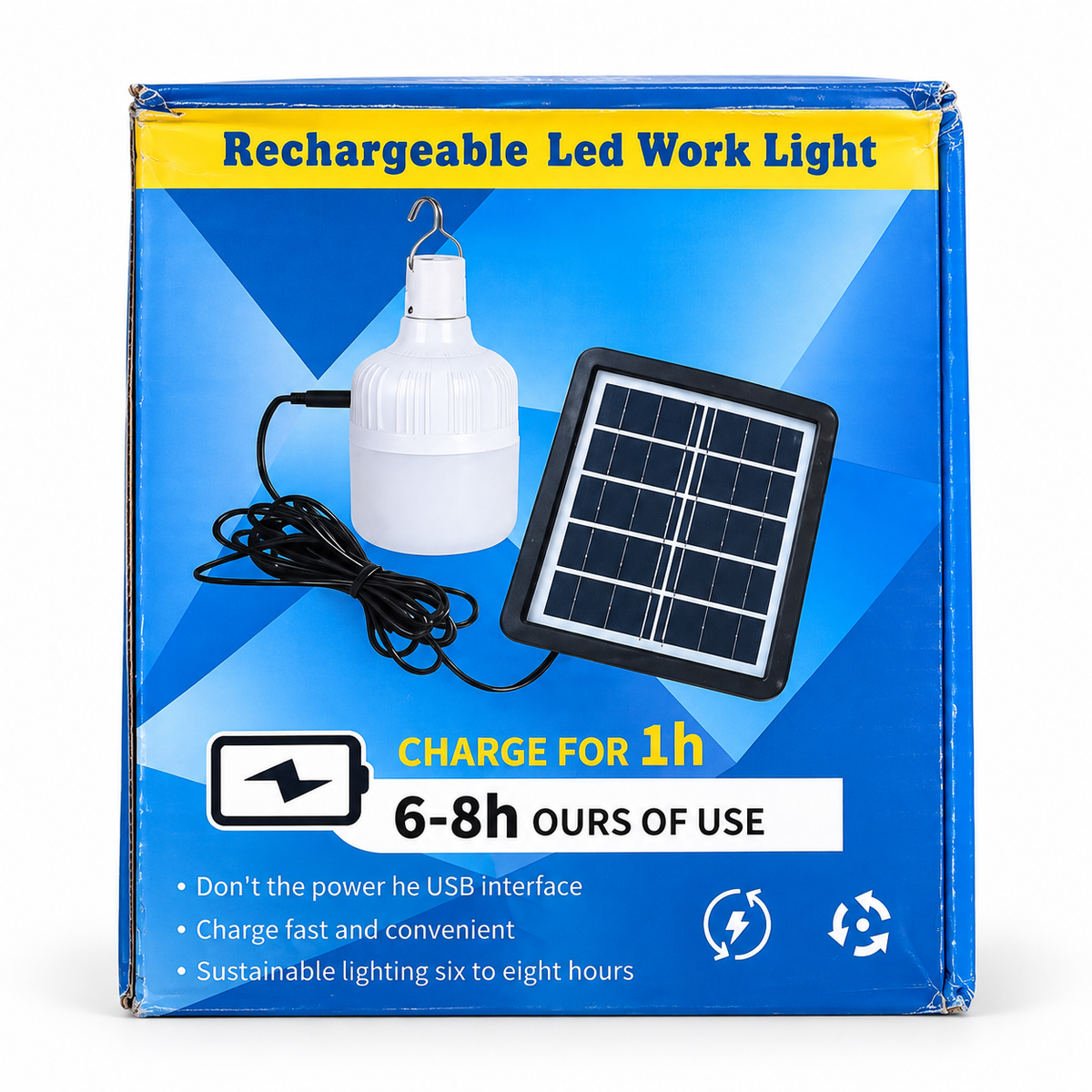 Bombillo LED Recargable con Panel Solar Portátil – 6 a 8 Horas