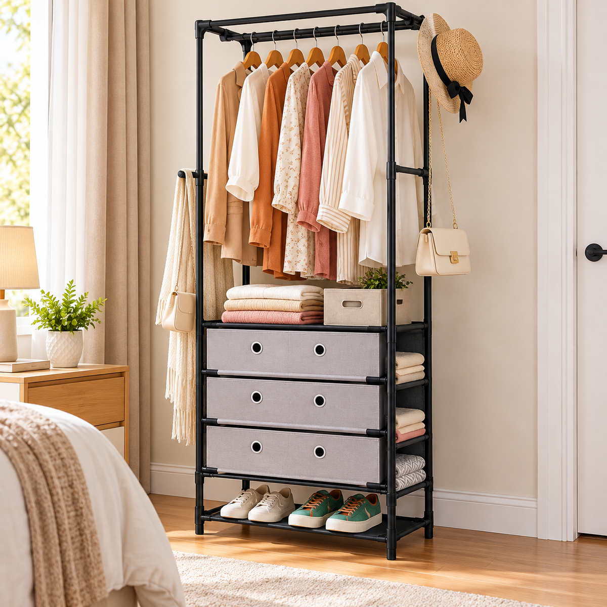 Organizador de Ropa y Zapatos Multifuncional con Perchero – XXX-88138