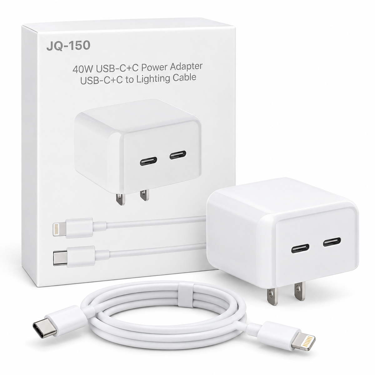 Cargador Doble USB-C 40W JUQU JQ-150 con Cable para iPhone