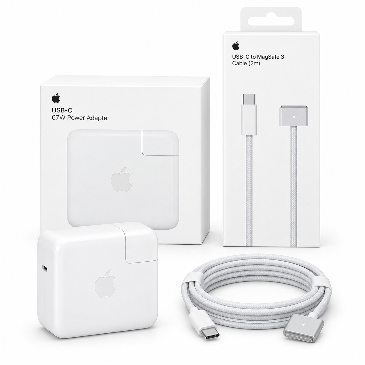 Kit Cargador USB-C 67W + Cable Magnético MagSafe 3 de 2 Metros para MacBook