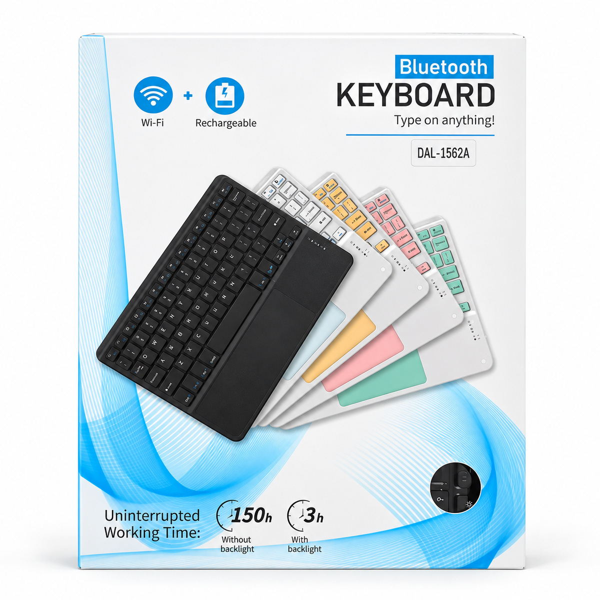 Teclado Bluetooth Inalámbrico DAL-1562A Recargable con Touchpad