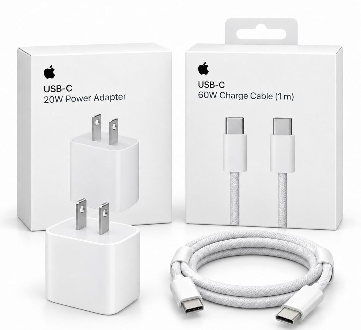 Kit Cargador iPhone 20W + Cable USB-C a USB-C 60W de 1 Metro