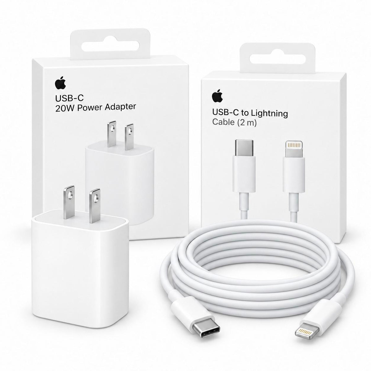 Kit Cargador iPhone 20W + Cable USB-C a Lightning de 2 Metros