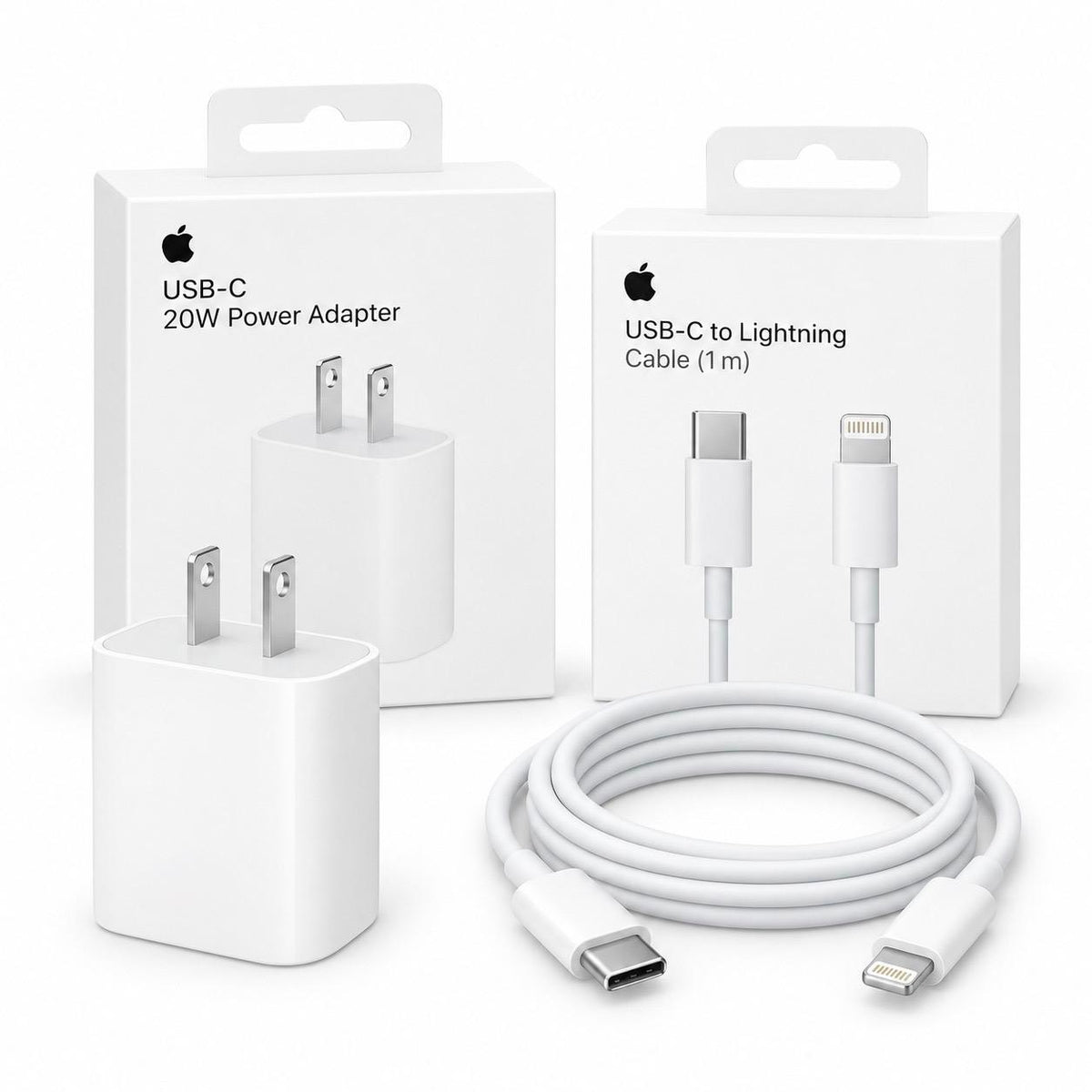 Kit Cargador iPhone 20W + Cable USB-C a Lightning de 1 Metro