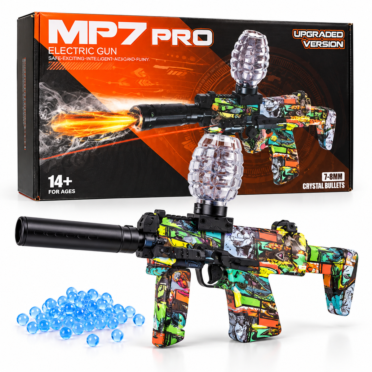 Pistola de Juguete Eléctrica MP7 PRO – Bolitas de Hidrogel 7-8 mm