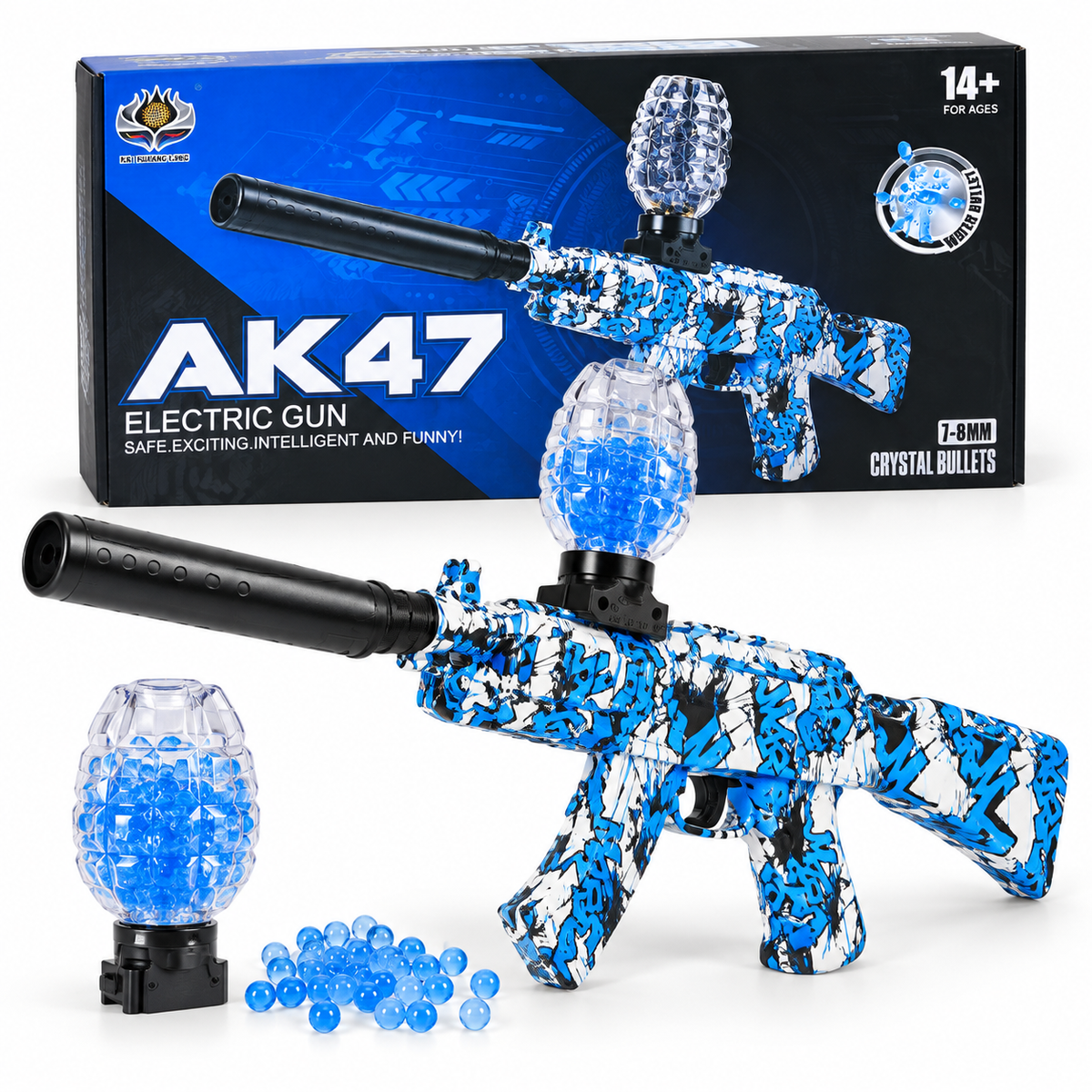 Pistola de Juguete Eléctrica AK47 – Bolitas de Hidrogel 7-8 mm Azul