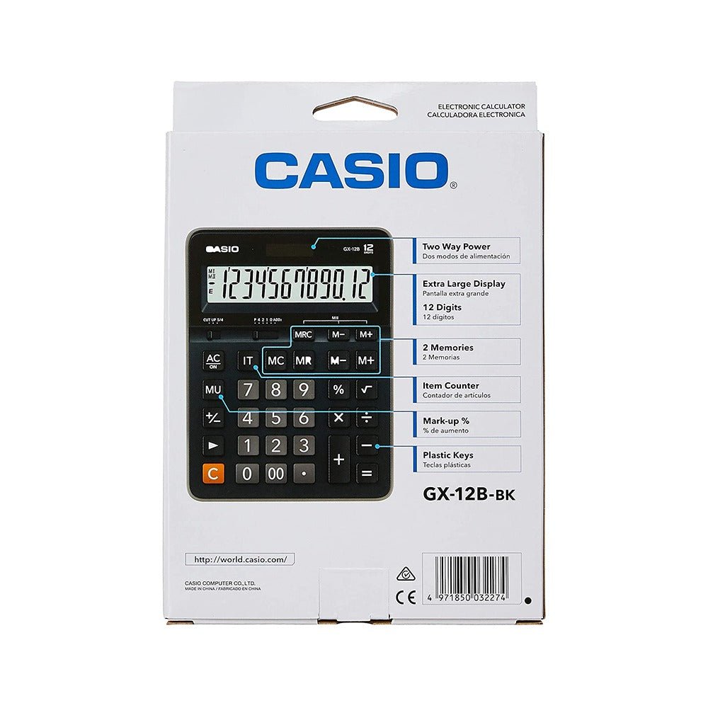 Calculadora Casio Gx12b Color Negro - WOWI
