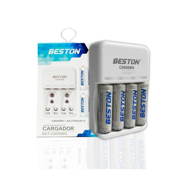 Cargador pilas Beston  + 4 Pilas AA