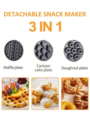 Waflera Sokany 3 en 1 – Hace Waffles, Donas y Pastelillos Antiadherente 600W - WOWI